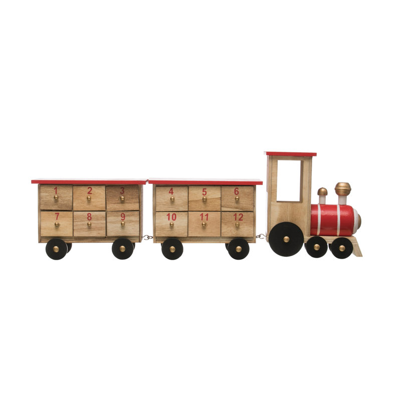 The Holiday Aisle 3 Piece Wood Train Advent Calendar With 24 Boxes Set